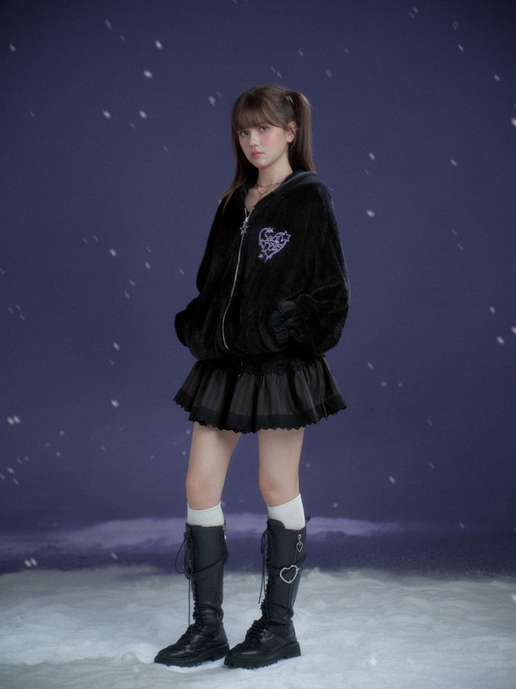 Spirit Handsome Street  Embroidery Environmentally Friendly Fur Fleece Jacket【s0000015363】