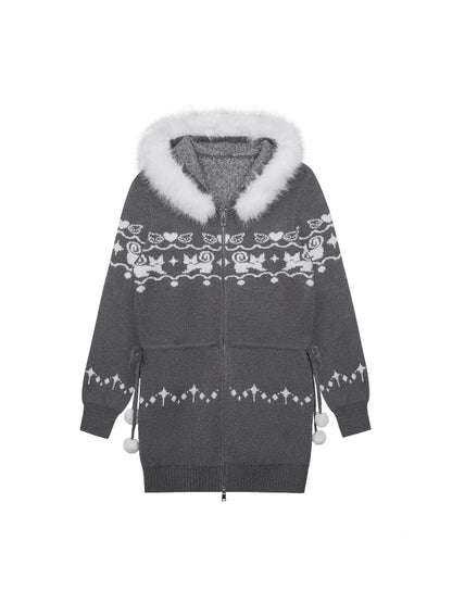 Fair Isle Cat Jacquard Knitted Dress【s0000015365】