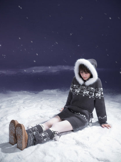 Fair Isle Cat Jacquard Knitted Dress【s0000015365】