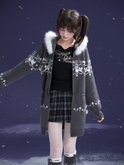 Fair Isle Cat Jacquard Knitted Dress【s0000015365】