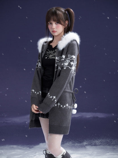 Fair Isle Cat Jacquard Knitted Dress【s0000015365】