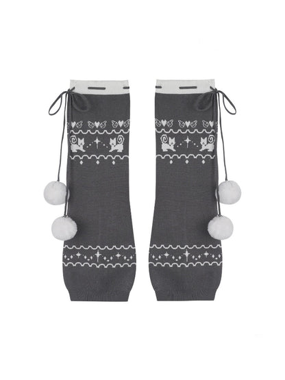 Pom-Pom Snow Boots Fair Island knitted Sock Covers【s0000015367】