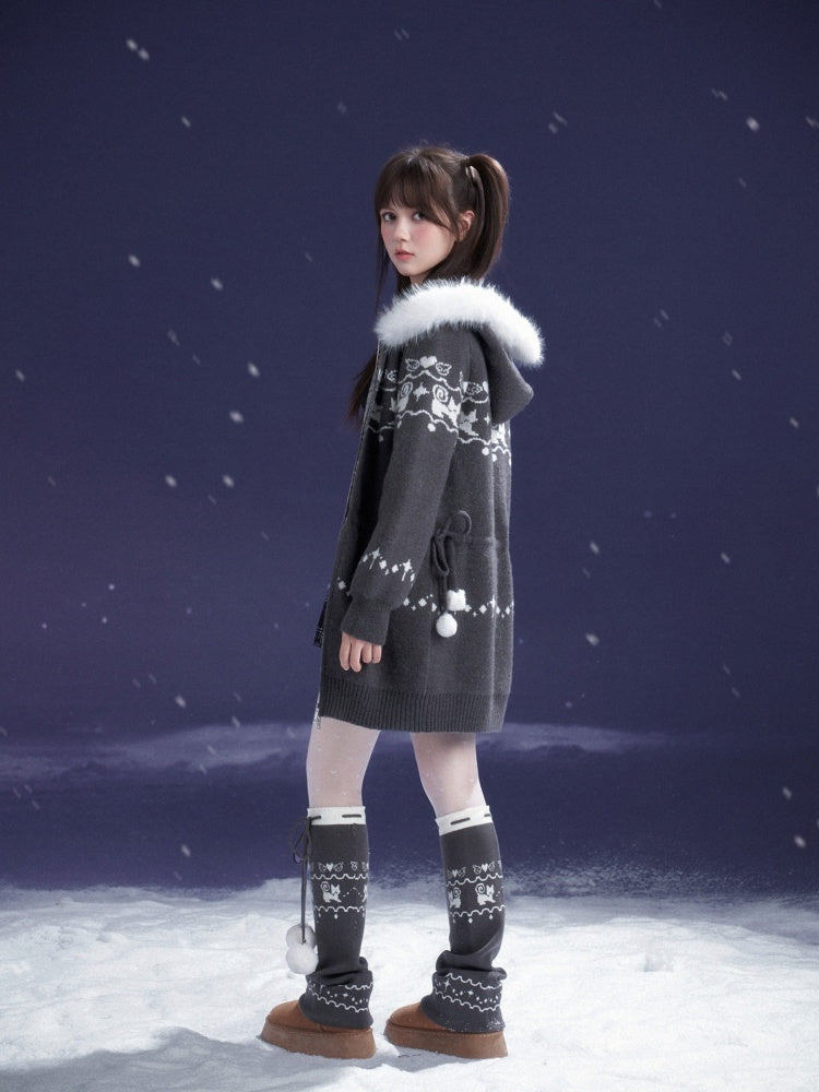 Pom-Pom Snow Boots Fair Island knitted Sock Covers【s0000015367】