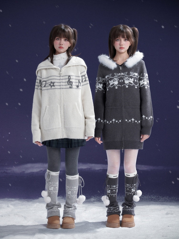 Pom-Pom Snow Boots Fair Island knitted Sock Covers【s0000015367】