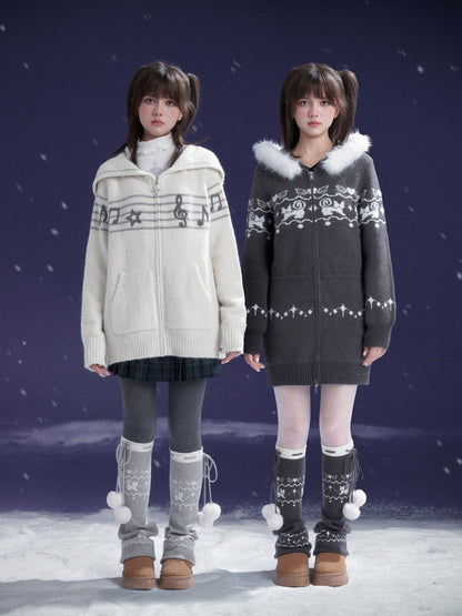 Pom-Pom Snow Boots Fair Island knitted Sock Covers【s0000015367】