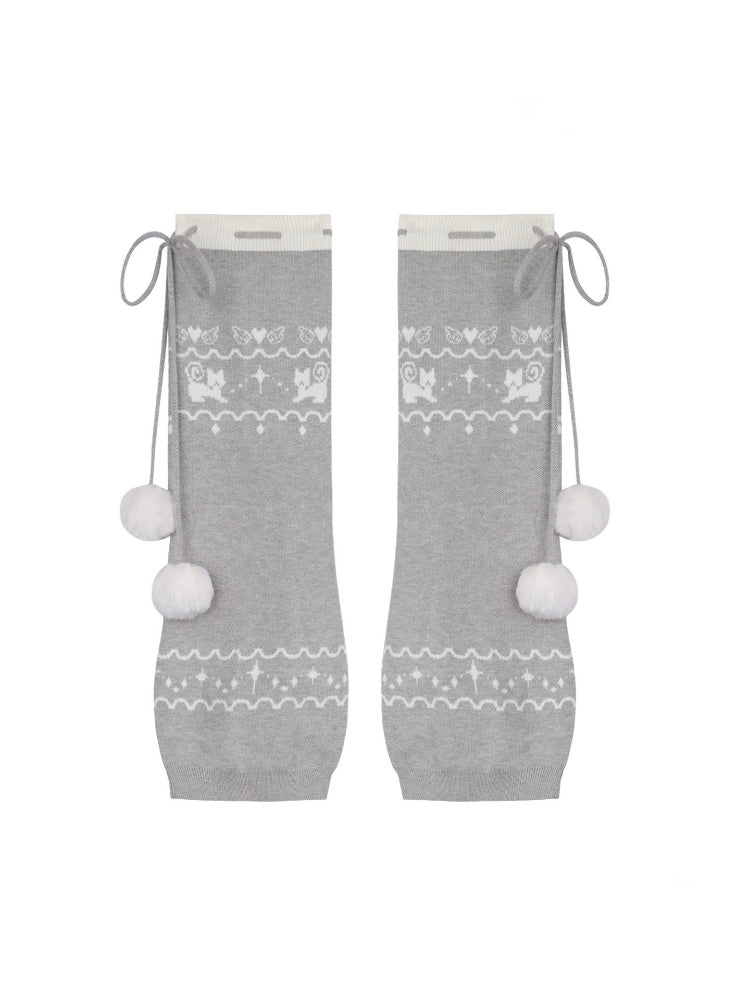 Pom-Pom Snow Boots Fair Island knitted Sock Covers【s0000015367】