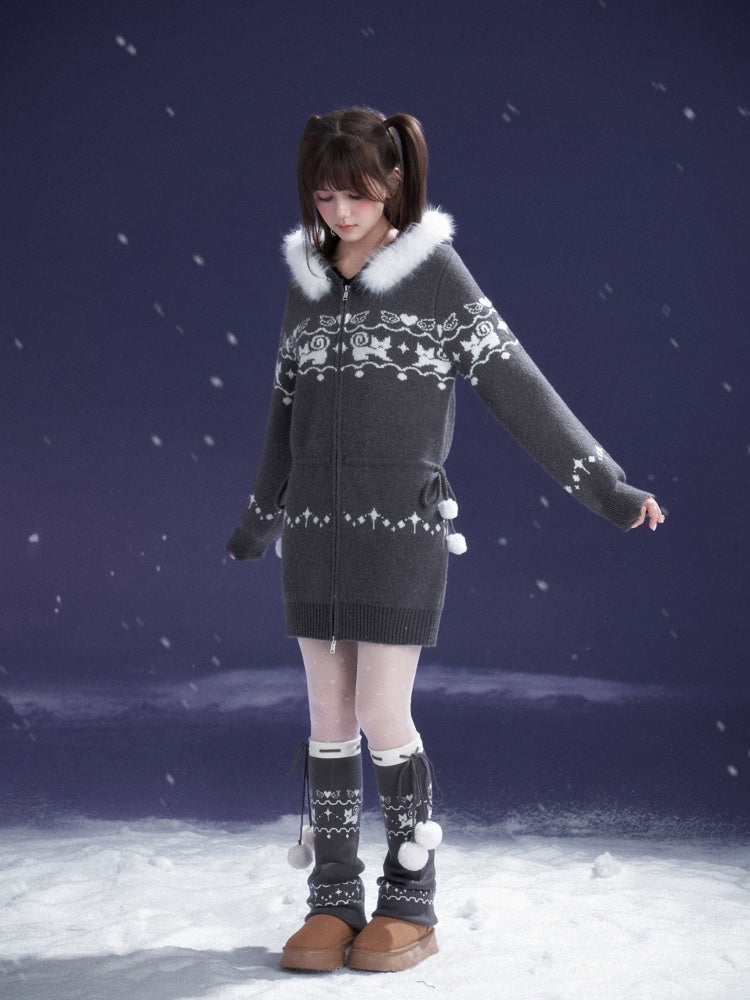 Pom-Pom Snow Boots Fair Island knitted Sock Covers【s0000015367】