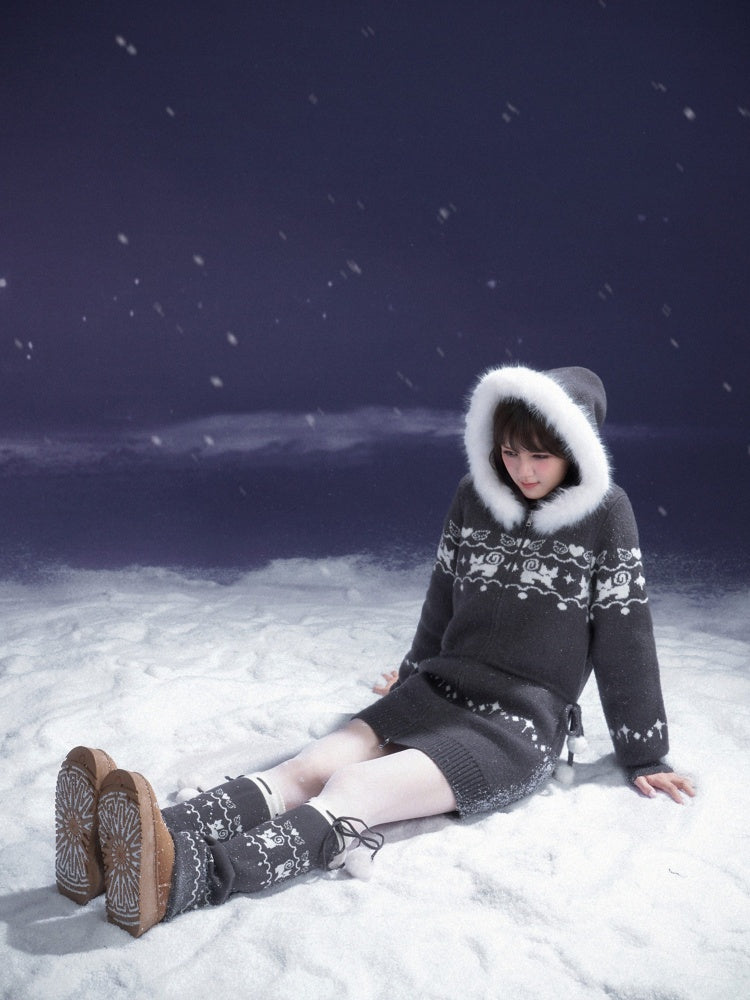 Pom-Pom Snow Boots Fair Island knitted Sock Covers【s0000015367】