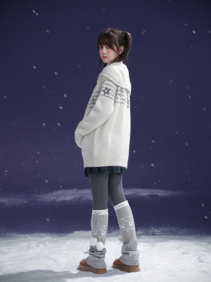 Pom-Pom Snow Boots Fair Island knitted Sock Covers【s0000015367】