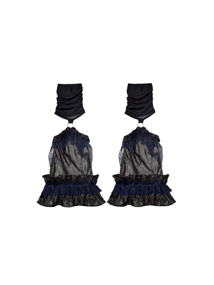 Y3K Grunge Punk Mesh Glitter Lace Frill Leg Cover Sock【s0000015474】