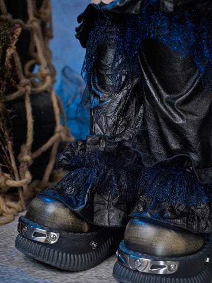 Y3K Grunge Punk Mesh Glitter Lace Frill Leg Cover Sock【s0000015474】