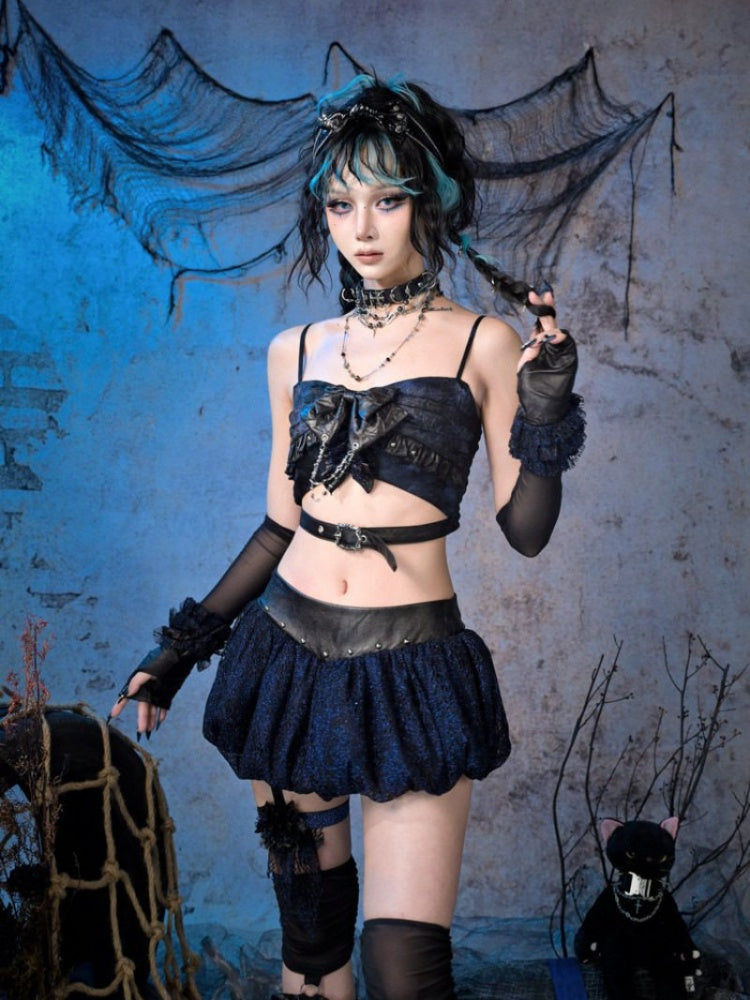 Y3K Punk Ruffle Fine Glitter Lace Mesh Hand Sleeve Arm Cover【s0000015475】