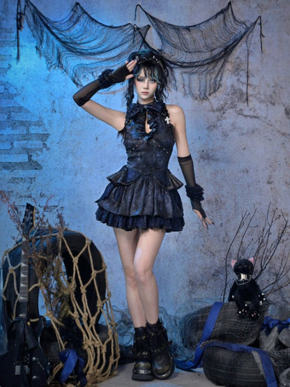 Y3K Punk Ruffle Fine Glitter Lace Mesh Hand Sleeve Arm Cover【s0000015475】