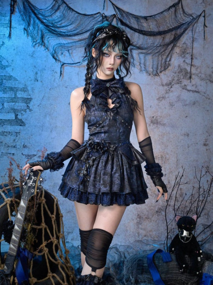 Y3K Punk Ruffle Fine Glitter Lace Mesh Hand Sleeve Arm Cover【s0000015475】