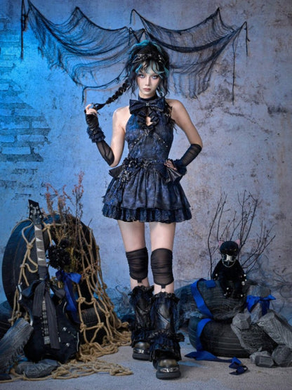 Y3K Punk Ruffle Fine Glitter Lace Mesh Hand Sleeve Arm Cover【s0000015475】