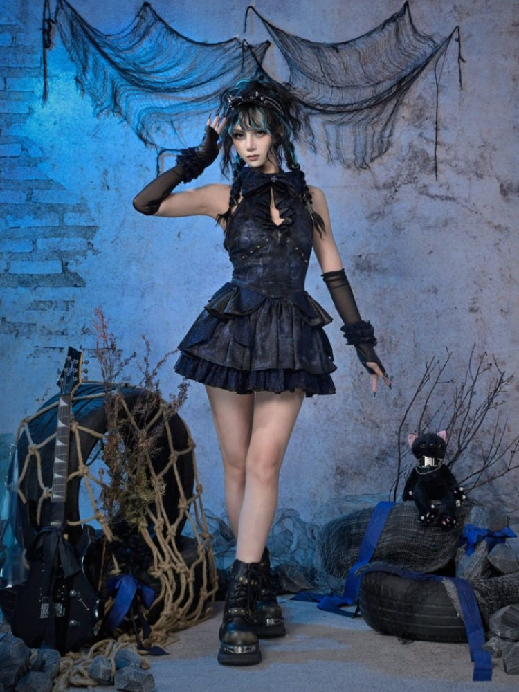 Y3K Punk Ruffle Fine Glitter Lace Mesh Hand Sleeve Arm Cover【s0000015475】