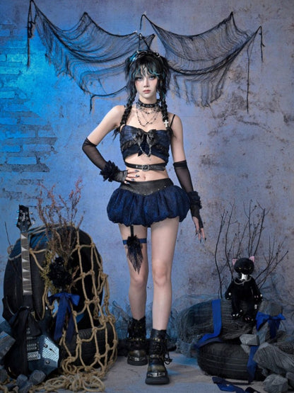 Y3K Punk Ruffle Fine Glitter Lace Mesh Hand Sleeve Arm Cover【s0000015475】