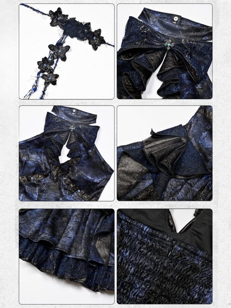Punk Lace Style Bow Glitter Halter-Neck Dress【s0000015477】