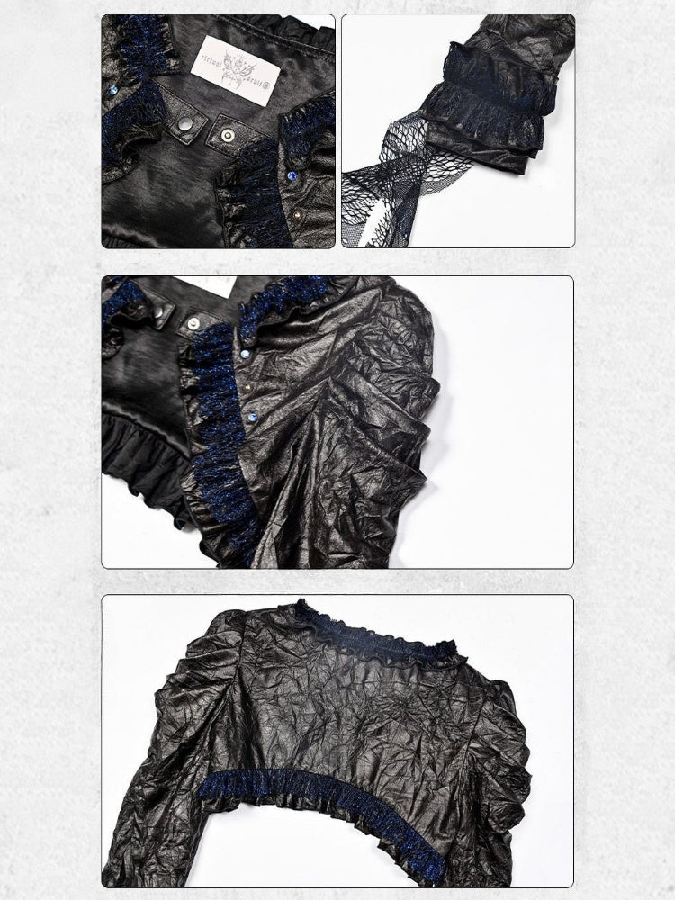 Spice Girl Grunge-Style Wrinkled Glitter Ruffle Short Jacket【s0000015478】