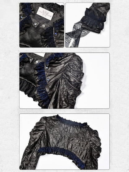 Spice Girl Grunge-Style Wrinkled Glitter Ruffle Short Jacket【s0000015478】