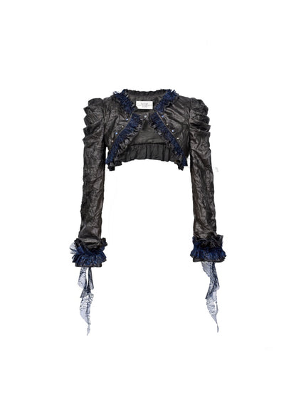 Spice Girl Grunge-Style Wrinkled Glitter Ruffle Short Jacket【s0000015478】