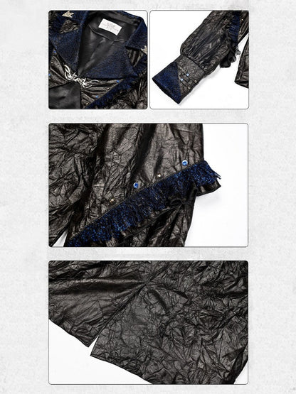 Spice Rock Rivet Wrinkled Glitter Pleated Thin Jacket【s0000015479】