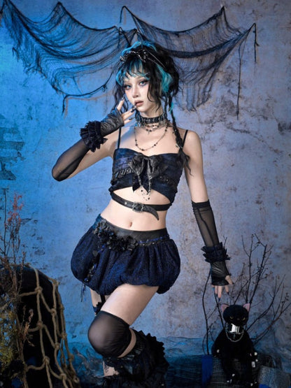 Leg Ring Low-Waisted Glitter Lace Flower Bud Puffy Skirt【s0000015481】