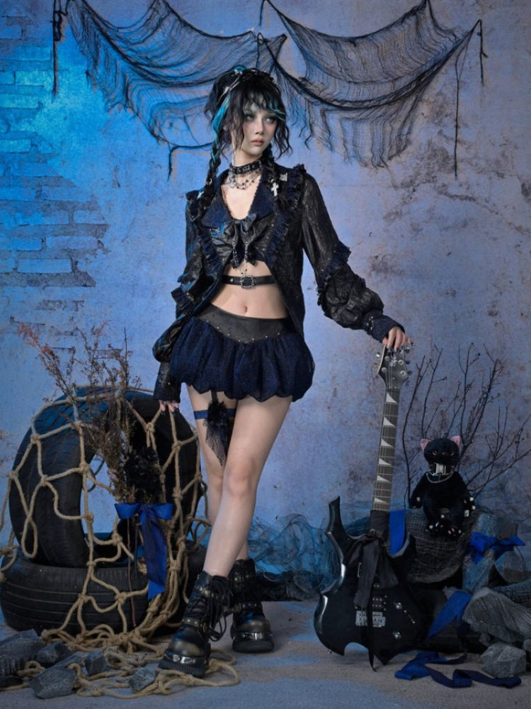 Leg Ring Low-Waisted Glitter Lace Flower Bud Puffy Skirt【s0000015481】