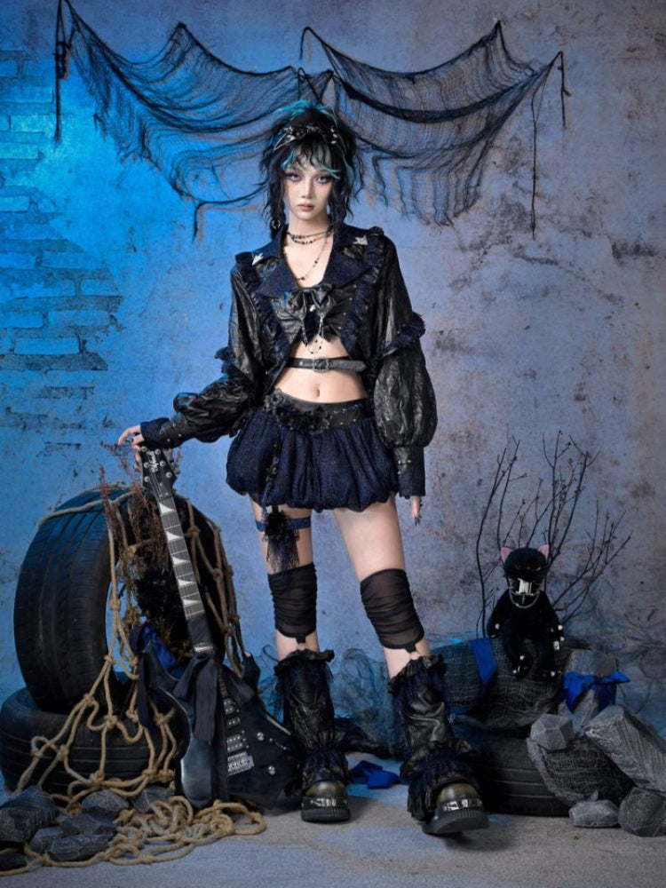 Leg Ring Low-Waisted Glitter Lace Flower Bud Puffy Skirt【s0000015481】