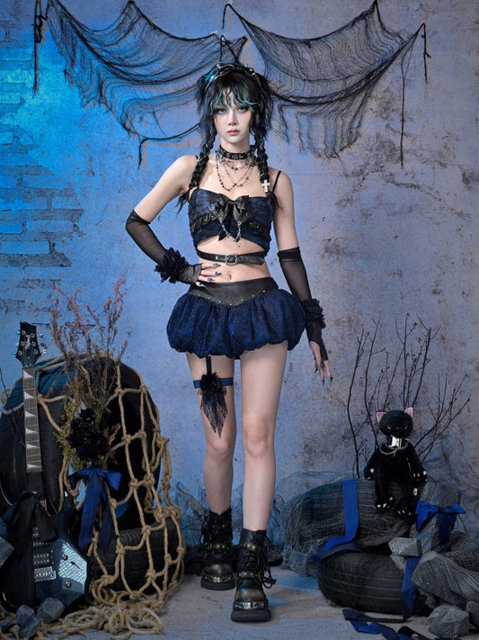 Leg Ring Low-Waisted Glitter Lace Flower Bud Puffy Skirt【s0000015481】