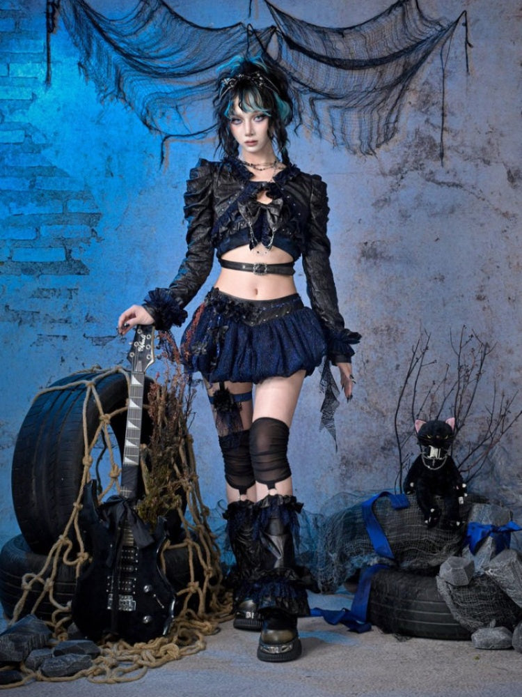 Leg Ring Low-Waisted Glitter Lace Flower Bud Puffy Skirt【s0000015481】