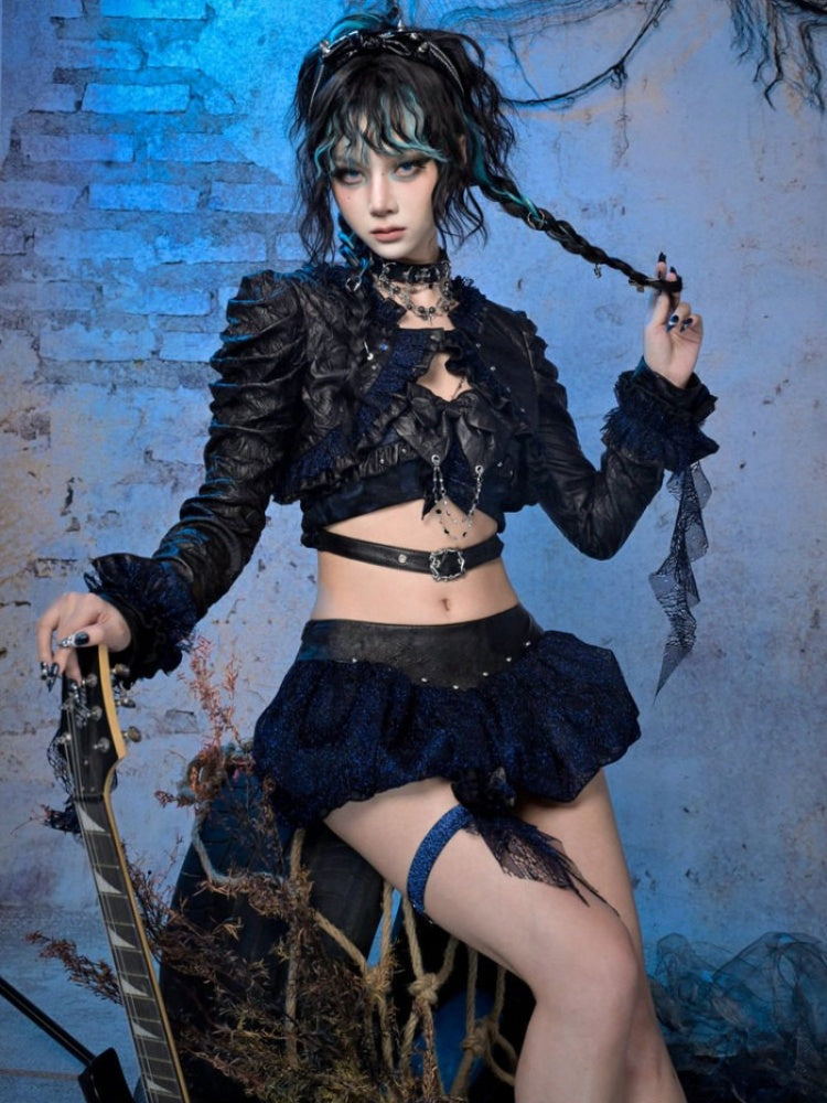 Leg Ring Low-Waisted Glitter Lace Flower Bud Puffy Skirt【s0000015481】