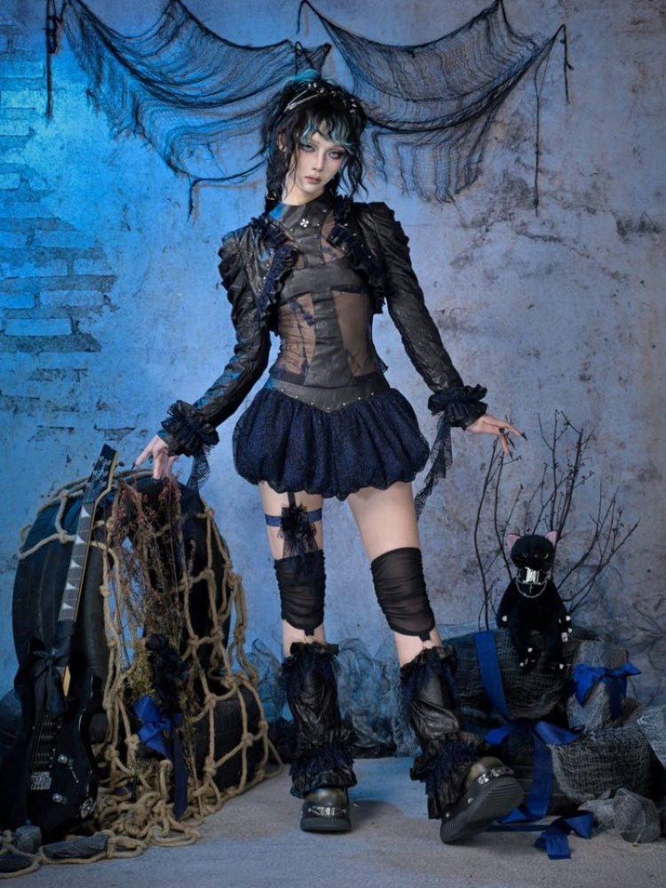 Leg Ring Low-Waisted Glitter Lace Flower Bud Puffy Skirt【s0000015481】