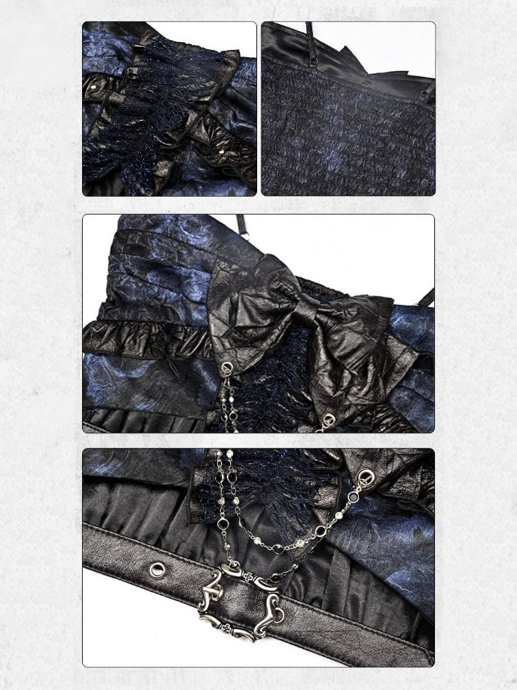 Grunge Bow Ruffled Niche Suspender Top【s0000015483】