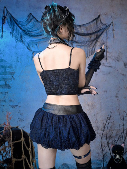 Grunge Bow Ruffled Niche Suspender Top【s0000015483】