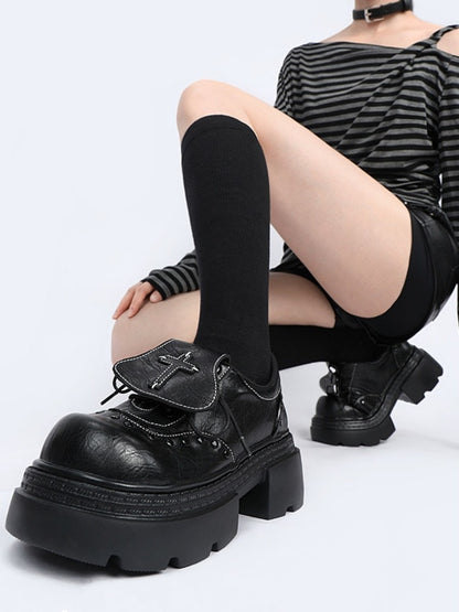 Subculture Flap Heightened Platform Leather Shoes【s0000015484】