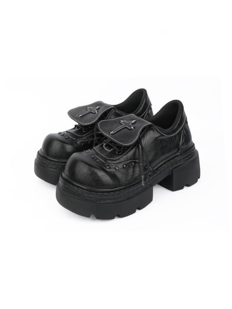 Subculture Flap Heightened Platform Leather Shoes【s0000015484】