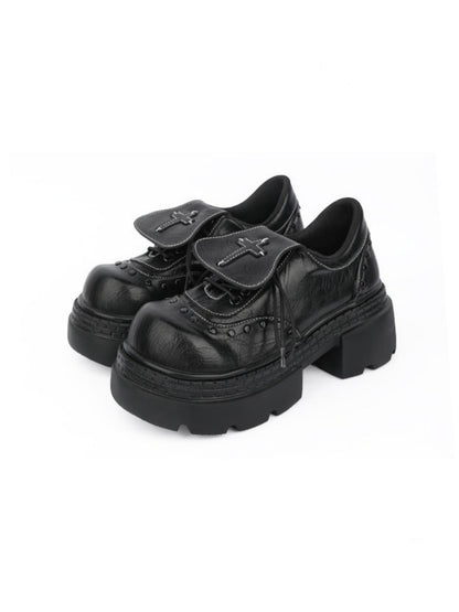 Subculture Flap Heightened Platform Leather Shoes【s0000015484】