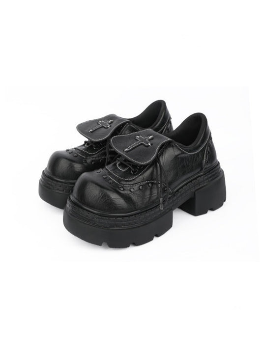 Subculture Flap Heightened Platform Leather Shoes【s0000015484】