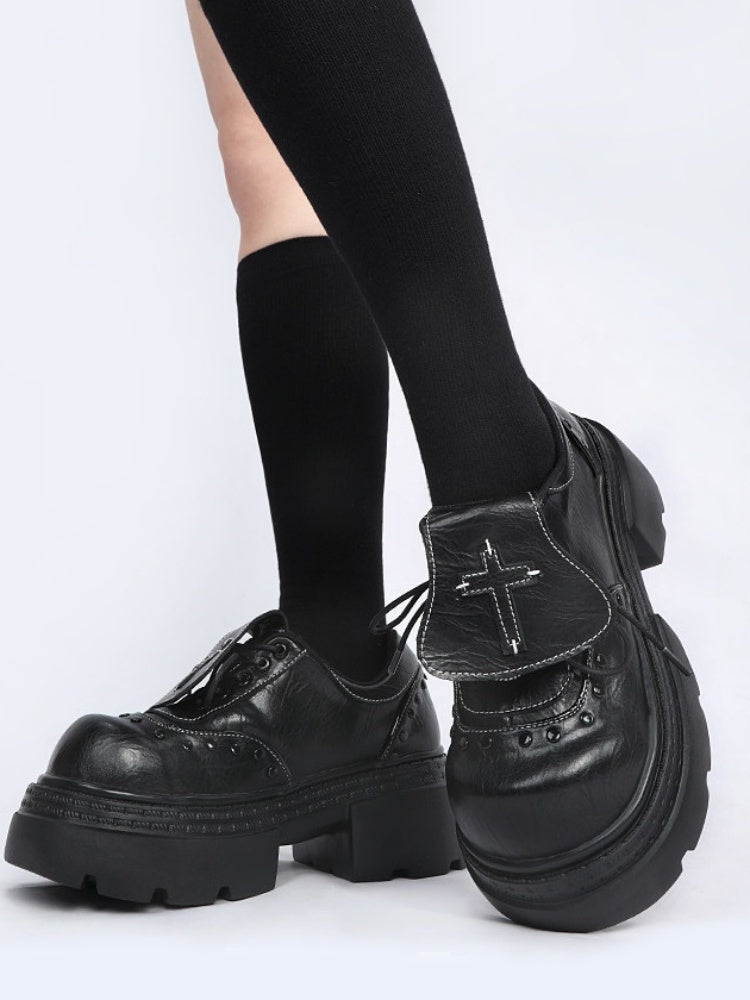 Subculture Flap Heightened Platform Leather Shoes【s0000015484】