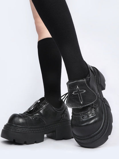 Subculture Flap Heightened Platform Leather Shoes【s0000015484】