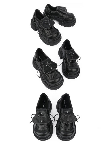 Subculture Flap Heightened Platform Leather Shoes【s0000015484】