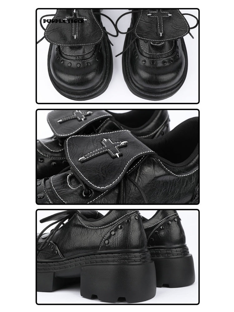 Subculture Flap Heightened Platform Leather Shoes【s0000015484】