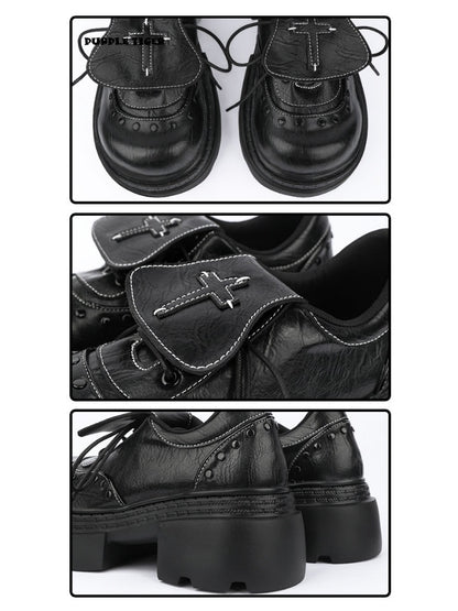 Subculture Flap Heightened Platform Leather Shoes【s0000015484】