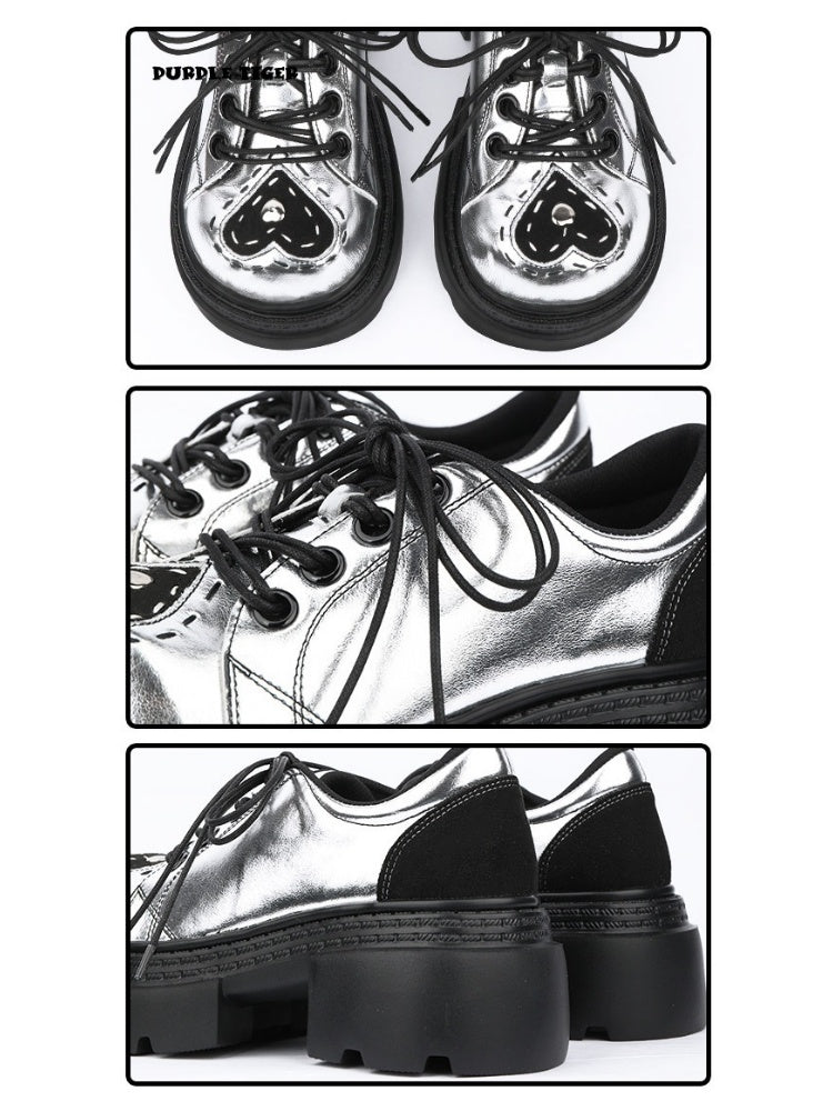 Subculture Heart Stitch Silver Platform Shoes【s0000015486】