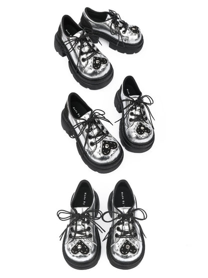 Subculture Heart Stitch Silver Platform Shoes【s0000015486】