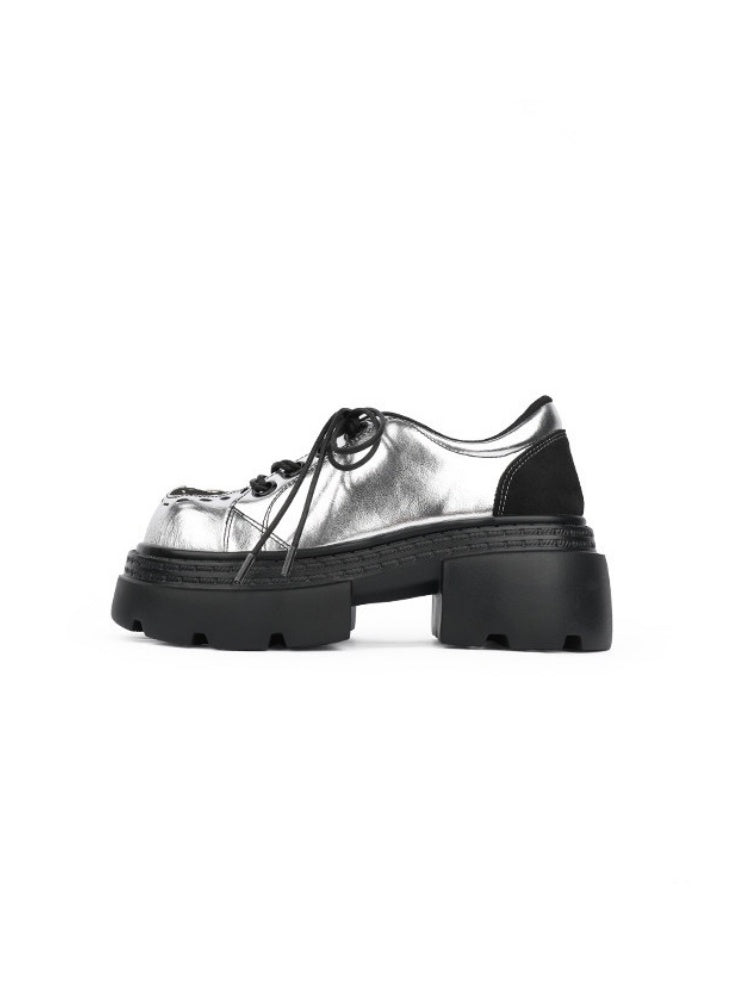 Subculture Heart Stitch Silver Platform Shoes【s0000015486】
