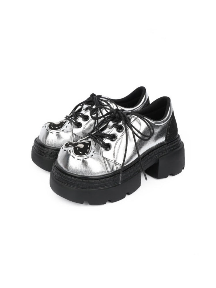 Subculture Heart Stitch Silver Platform Shoes【s0000015486】