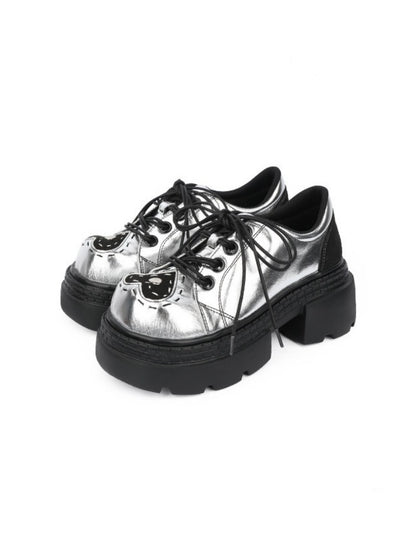Subculture Heart Stitch Silver Platform Shoes【s0000015486】