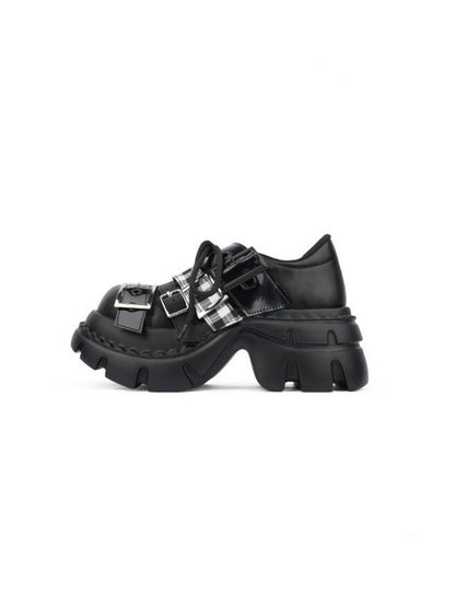 Plaid Belt Casual Leather Platform Daddy Shoes【s0000015489】
